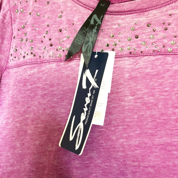 Seven7 | Crystal Studded Long-sleeve Tee Pink M - Picture 2 of 3